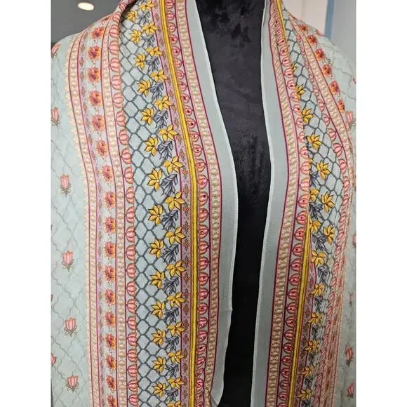 Boho Floral Embellished Scarf Multicolor Lightweight Shawl Wrap Festival - Picture 3 of 12